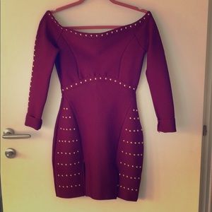 Burgundy strapless bodycon